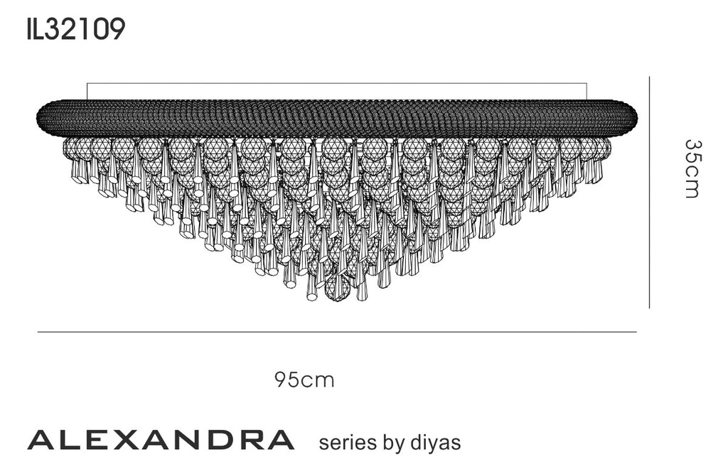 Diyas Alexandra 18 Light Ceiling Light in Gold with Crystal
