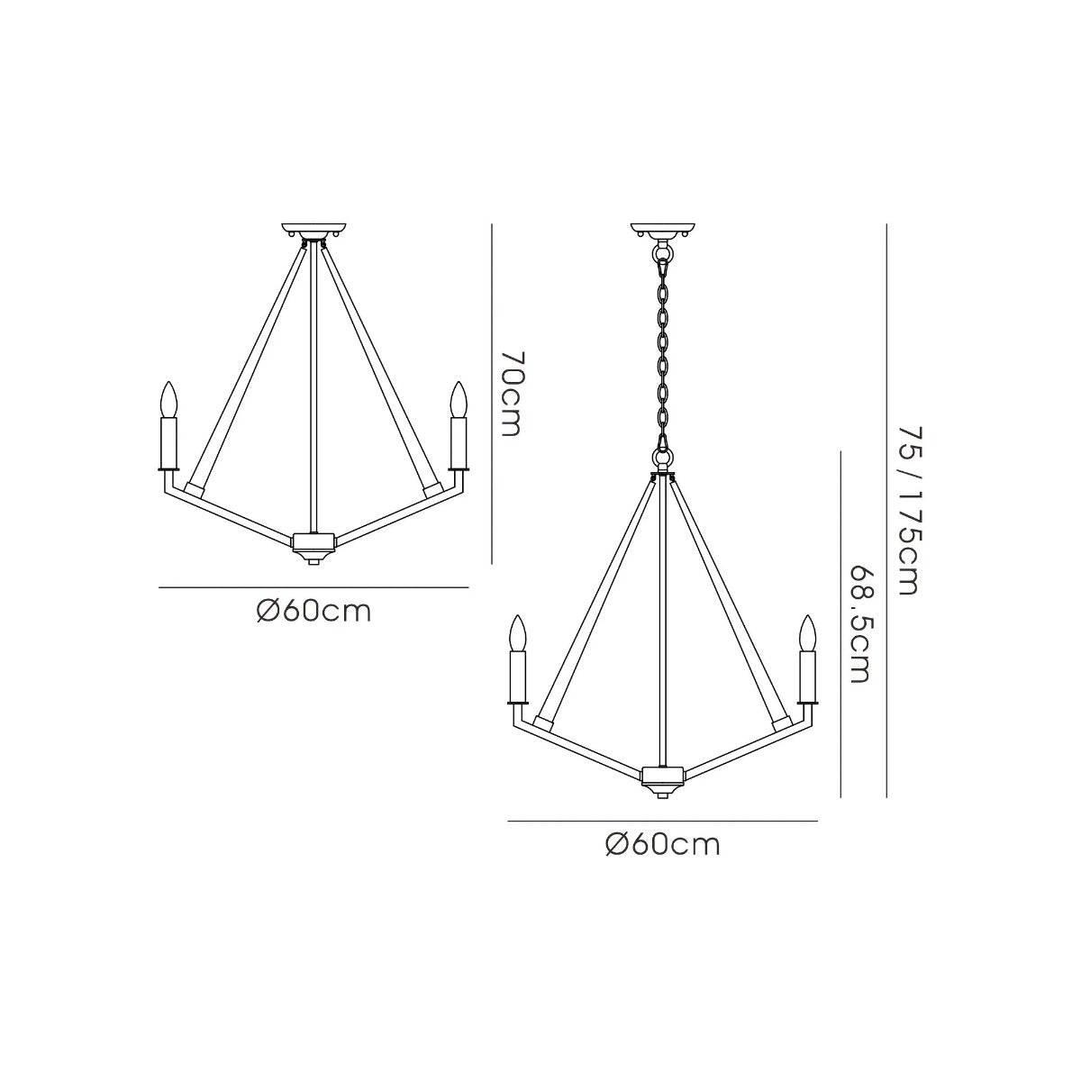Diyas Hilton 5 Light Pentagonal Pendant Light in Satin Black with Dark Grey Wood