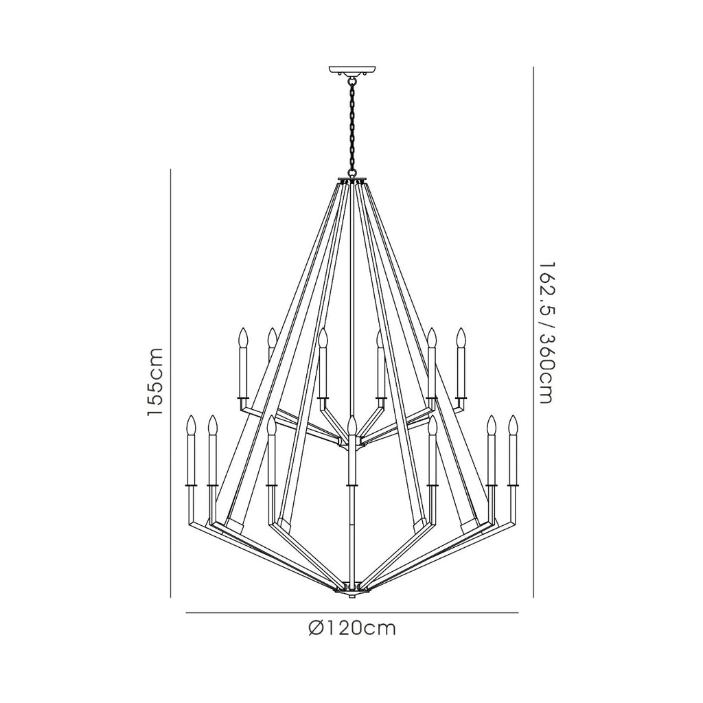 Diyas Hilton 18 Light Tiered Pendant Light in Satin Black with Dark Grey Wood
