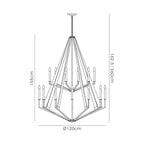 Diyas Hilton 18 Light Tiered Pendant Light in Satin Black with Dark Grey Wood