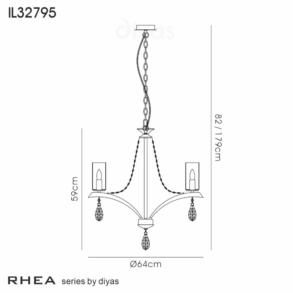 Diyas Rhea 5 Light Pendant Light in Polished Chrome with Crystal