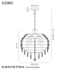 Diyas Coniston 6 Light Medium Pendant Light in Polished Chrome with Crystal