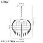 Diyas Coniston 9 Light Large Pendant Light in Polished Chrome with Crystal