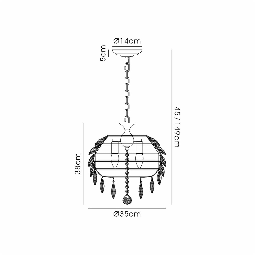 Diyas Coniston 3 Light Pendant Light in Antique Brass