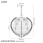 Diyas Coniston 16 Light Pendant Light in Polished Chrome with Crystal