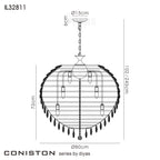 Diyas Coniston 16 Light Pendant Light in French Gold with Crystal