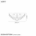Diyas Coniston 6 Light Round Flush Ceiling Light in French Gold with Crystal