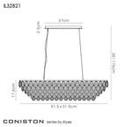 Diyas Coniston 8 Light Linear Bar Pendant Light in French Gold with Crystal
