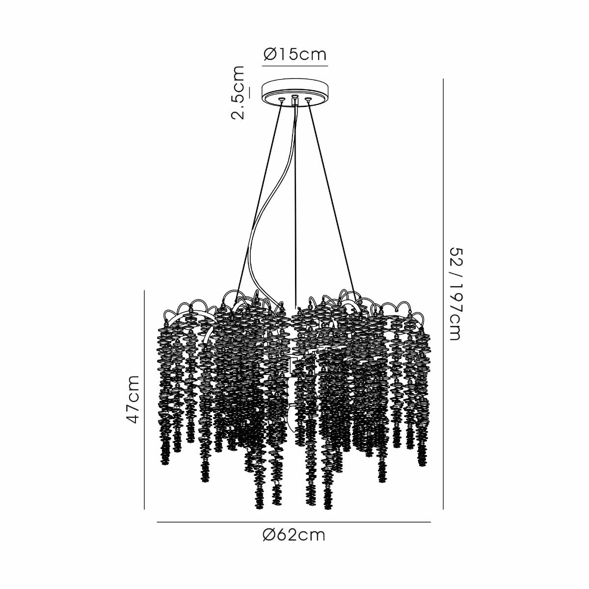 Diyas Wisteria 7 Light Round Pendant Light in Polished Nickel