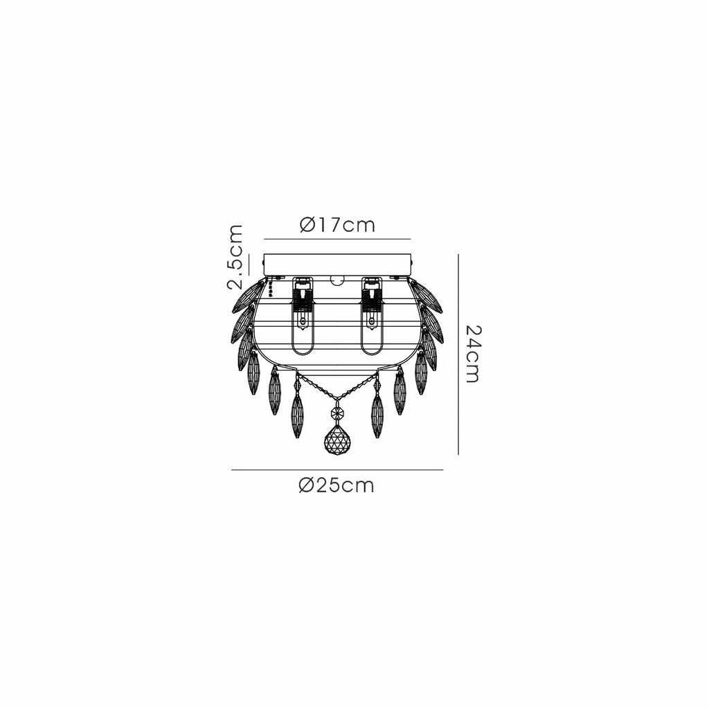 Diyas Coniston 3 Light Ceiling Light in Polished Chrome IP44