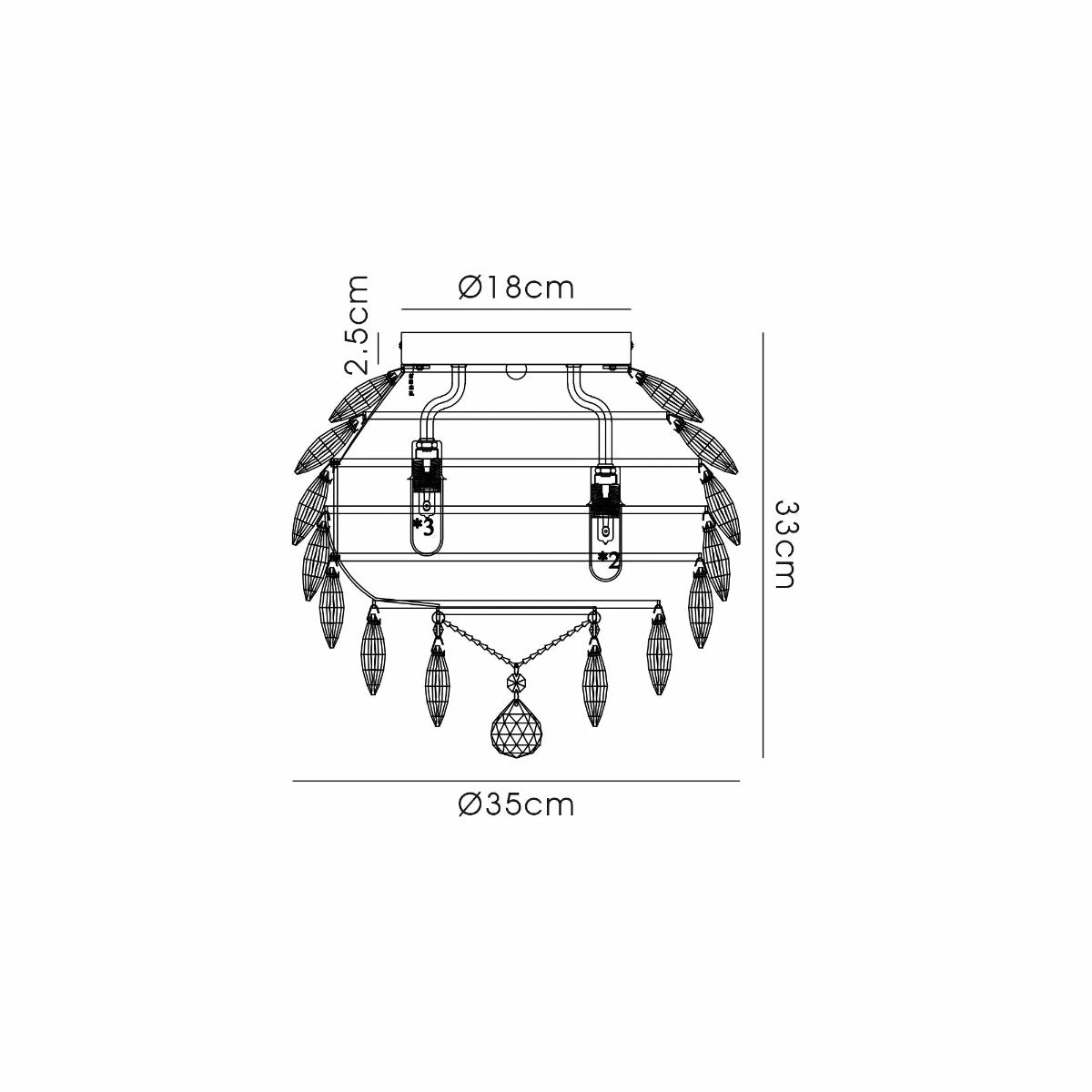 Diyas Coniston 5 Light Ceiling Light in Polished Chrome IP44
