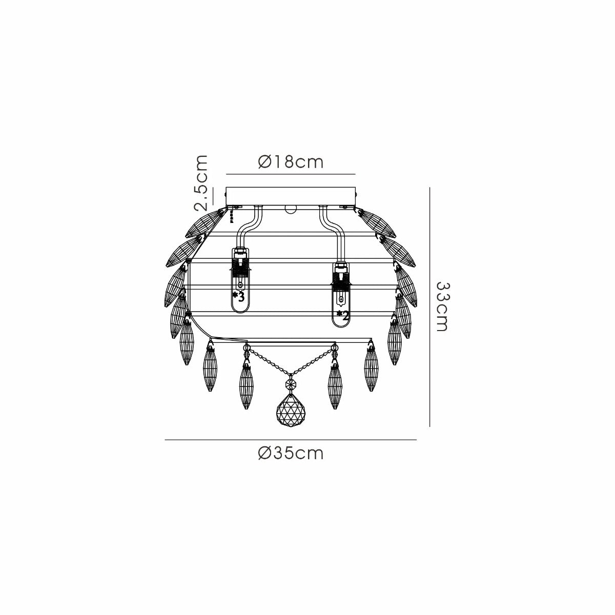 Diyas Coniston 5 Light Ceiling Light in French Gold IP44