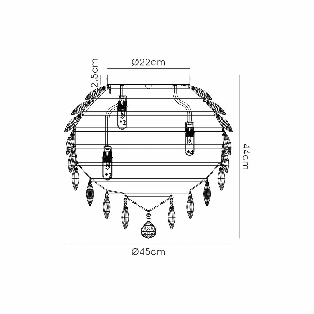 Diyas Coniston 8 Light Ceiling Light in Antique Brass IP44