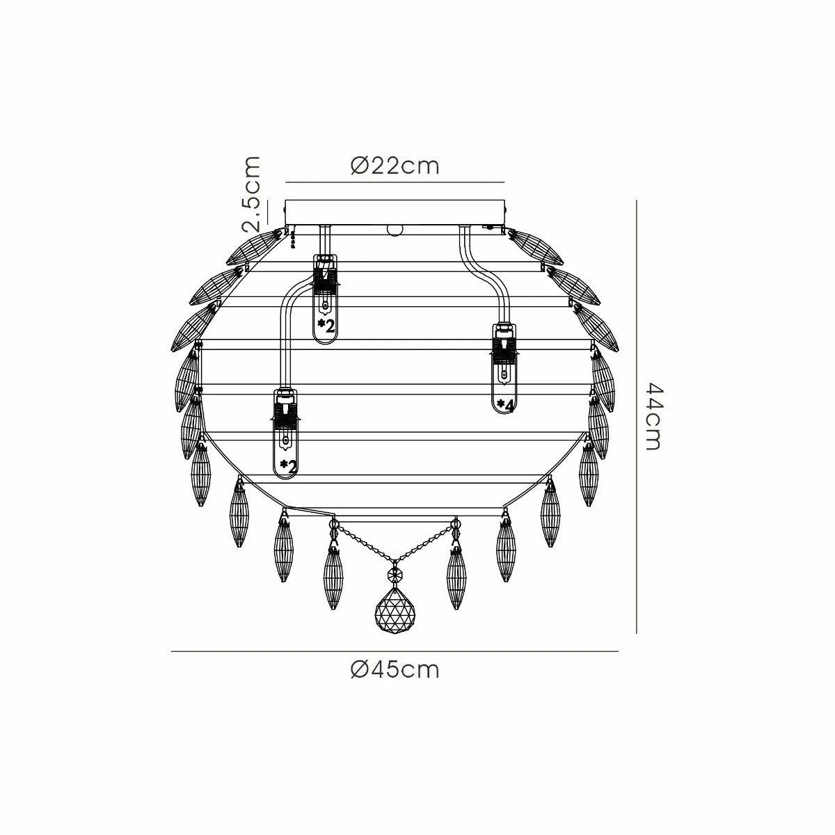 Diyas Coniston 8 Light Ceiling Light in Antique Brass IP44