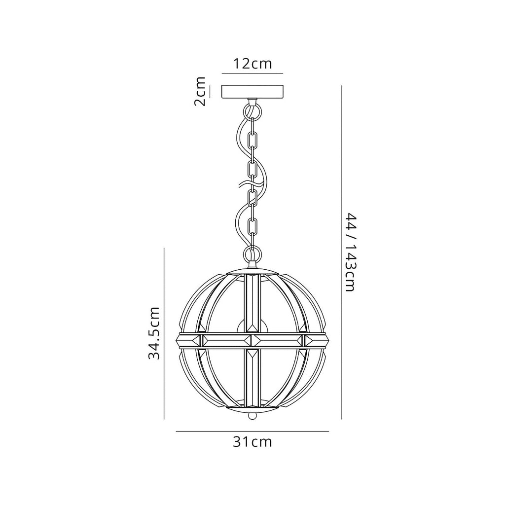 Regent Cluny Small Round 1 Light Pendant Light in Polished Nickel