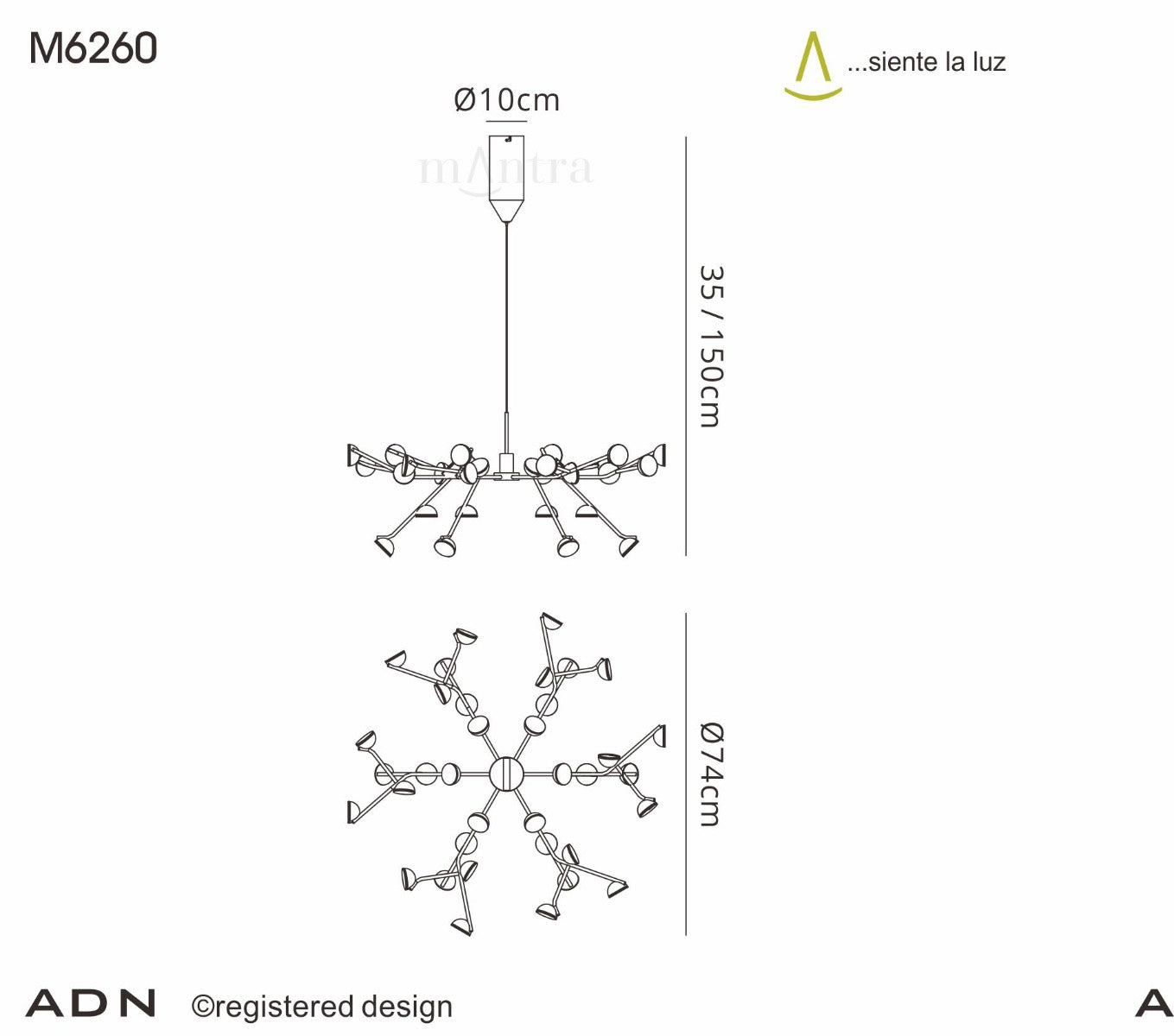 Mantra Adn LED 36 Light Extra Large Ceiling Pendant White Frame