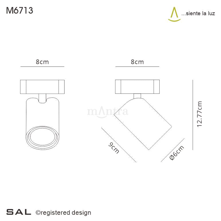 Mantra Sal 1 Light Spotlight GU10 Matt Black
