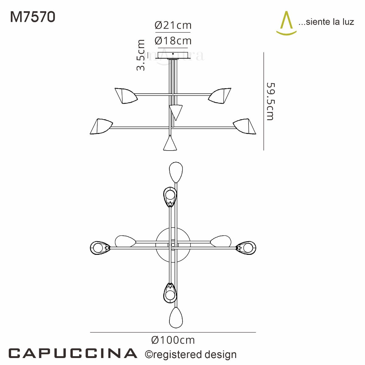 Mantra Capuccina 8 Light Fixed Pendant White