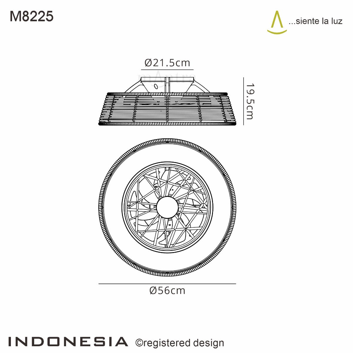 Mantra Indonesia Mini Ceiling Fan & Dimmable LED Light Beige Rattan 5 Years Warranty. Remote Controlled.