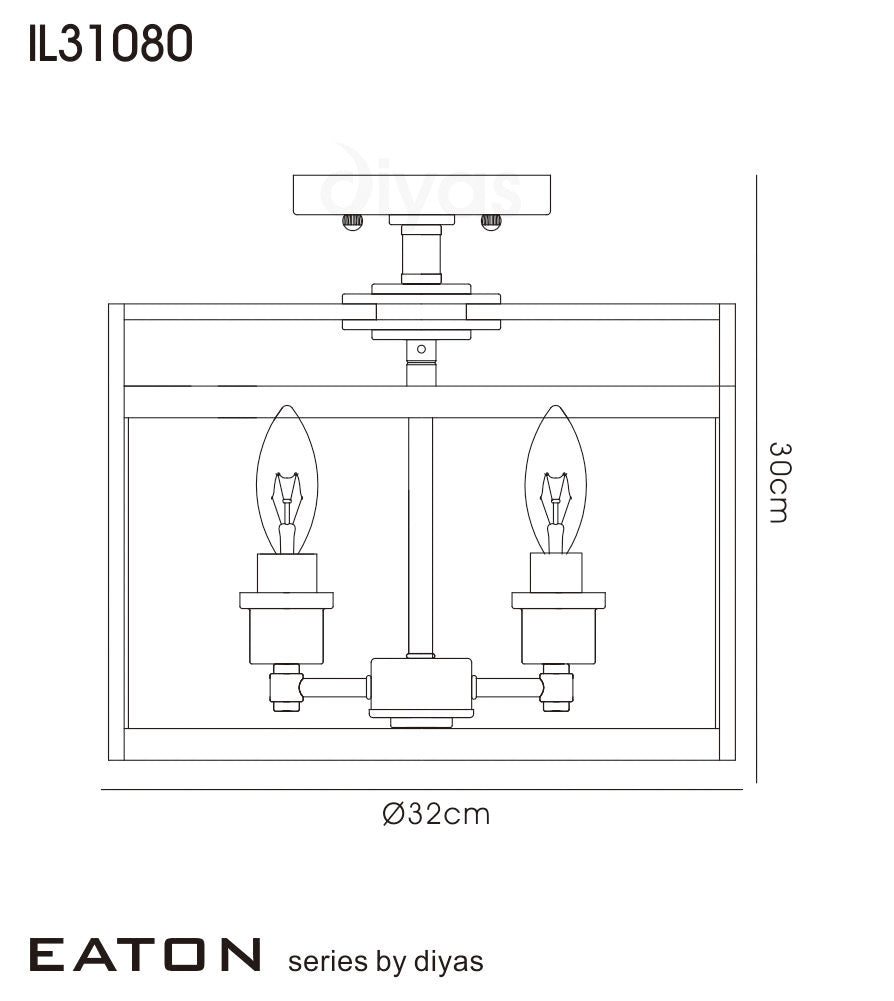 Diyas Eaton 3 Light Semi Flush Ceiling Lantern in Polished Chrome