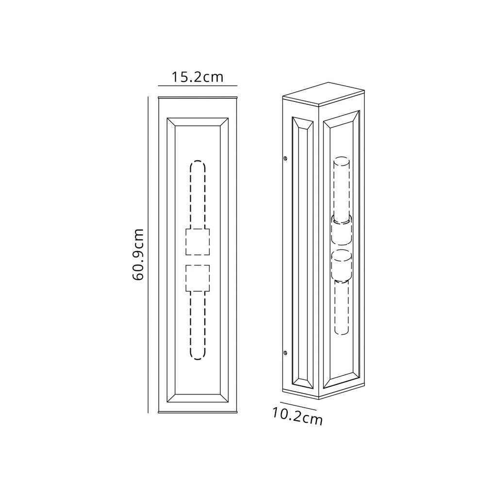 Regent Stenay 609mm 2 Light IP54 Flush Wall Light in Anthracite with Clear Glass