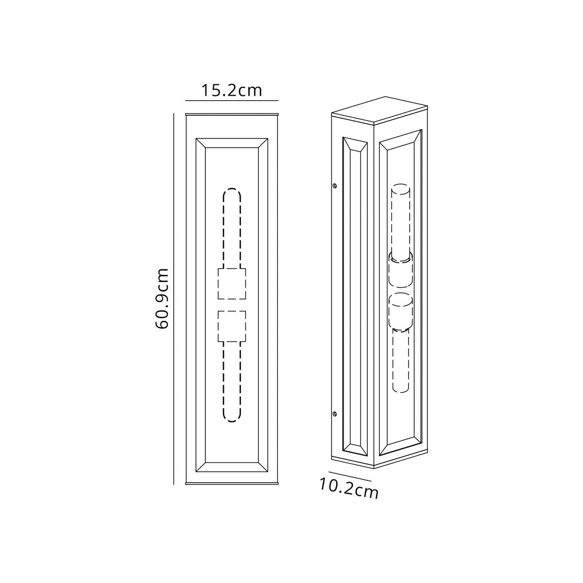 Regent Stenay 609mm 2 Light IP54 Flush Wall Light in Anthracite with Clear Glass
