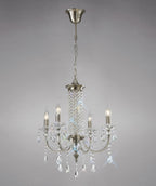 Diyas Leana 4 Light Pendant Light in Satin Nickel with Crystal