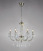 Diyas Leana 6 Light Pendant Light in Satin Nickel with Crystal
