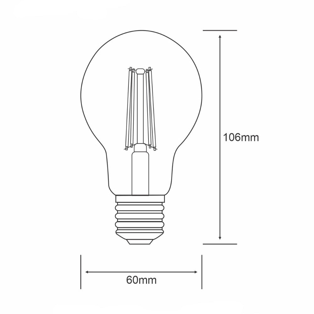 LED GLS E27 Dimmable Bulb 12 Watt 3000K Warm White Clear Finish