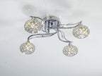 Diyas Leimo 4 Light Semi Flush Ceiling Light in Polished Chrome with Crystal