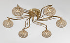 Diyas Leimo 6 Light Semi Flush Ceiling Light in French Gold with Crystal