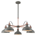 Regent Caen 5 Light Telescopic Pendant Light in Sand Grey and Copper