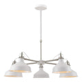 Regent Caen 5 Light Telescopic Pendant Light in Sand White and Satin Nickel with White Shade