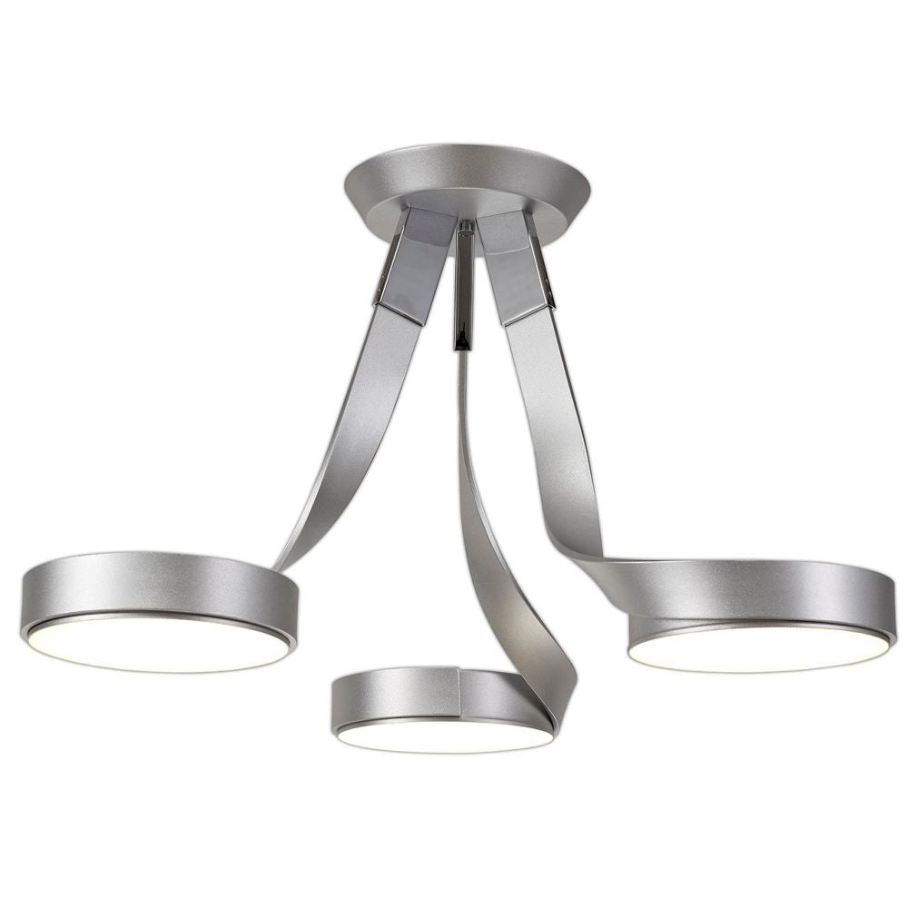 Regent Burgundy 3 Light Semi Flush Ceiling Light in Polished Chrome
