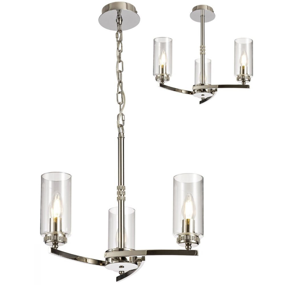 Regent Blois 3 Light Semi Flush Ceiling Light in Polished Nickel