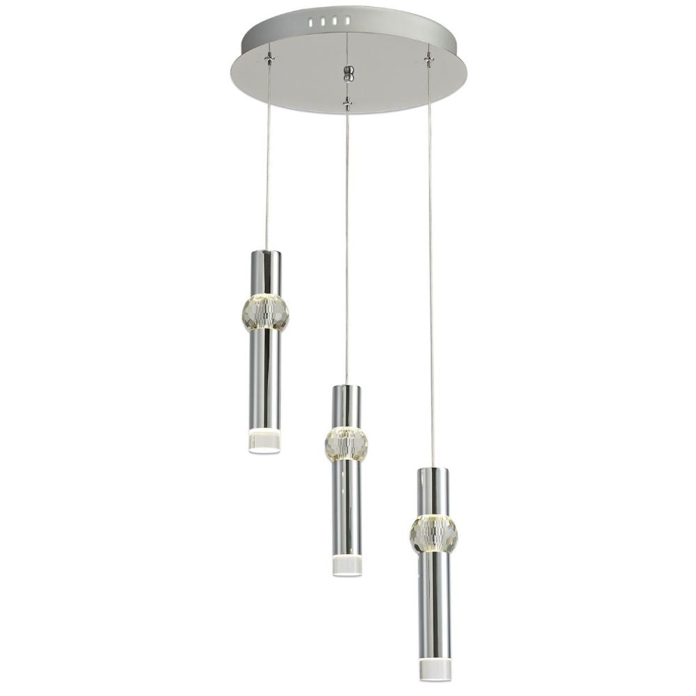 Regent Meudon Round 3 Light Pendant Light in Polished Chrome