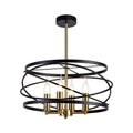 Regent Neuilly 4 Light Pendant Light in Black and Satin Gold
