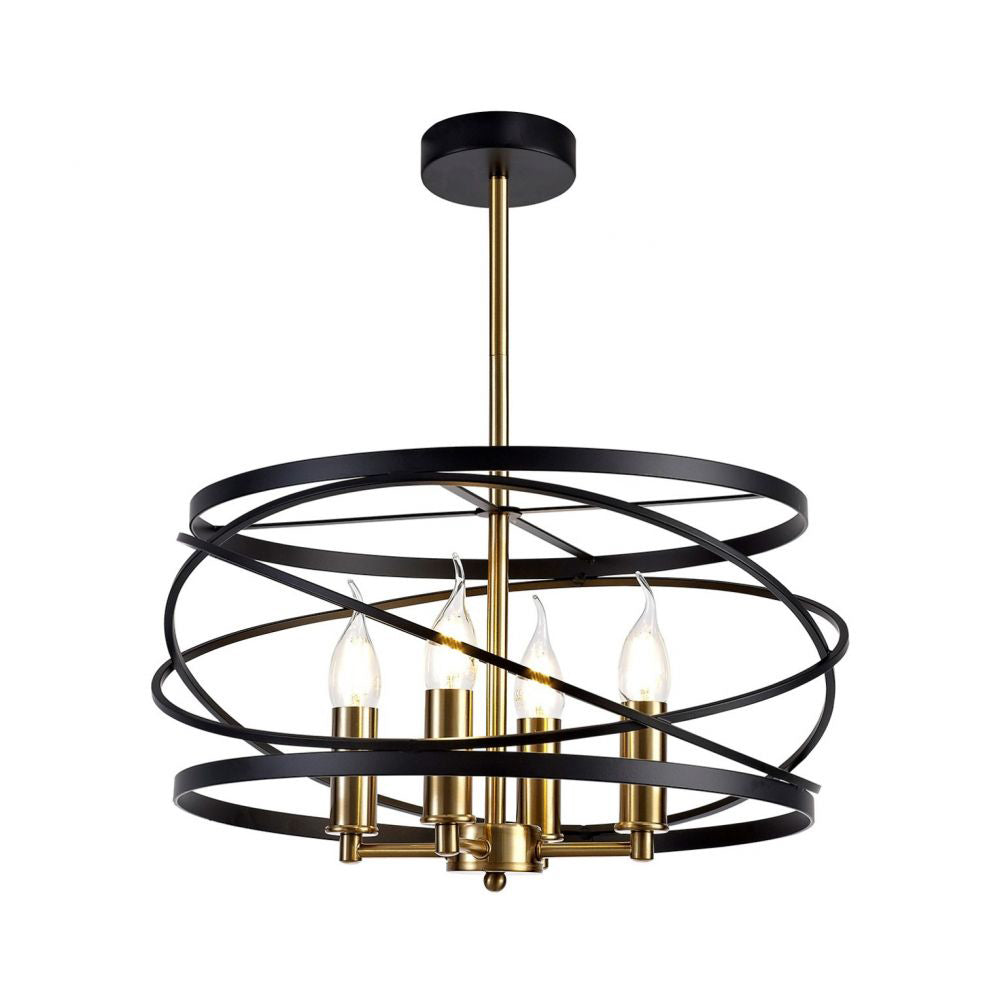 Regent Neuilly 4 Light Pendant Light in Black and Satin Gold