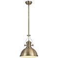 Regent Puteaux Pendant Light in Antique Brass with Frosted Glass