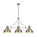 Regent Puteaux Linear3 Light Pendant Light in Antique Brass with Frosted Glass