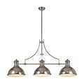 Regent Puteaux Linear 3 Light Pendant Light in Polished Nickel with Frosted Glass