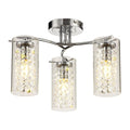 Regent Narbonne 3 Light Semi Flush Ceiling Light in Polished Chrome with Crystal Glass