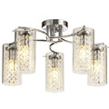 Regent Narbonne 5 Light Semi Flush Ceiling Light in Polished Chrome with Crystal Glass
