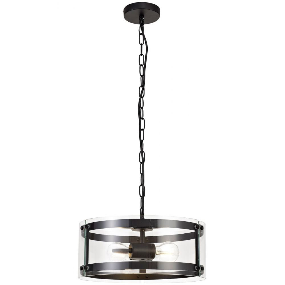 Regent Toul 2 Light Pendant Light in Matt Black