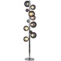 Regent Martinique 8 Light Floor Lamp in Polished Chrome with Smoked Glass and Black Marble Base