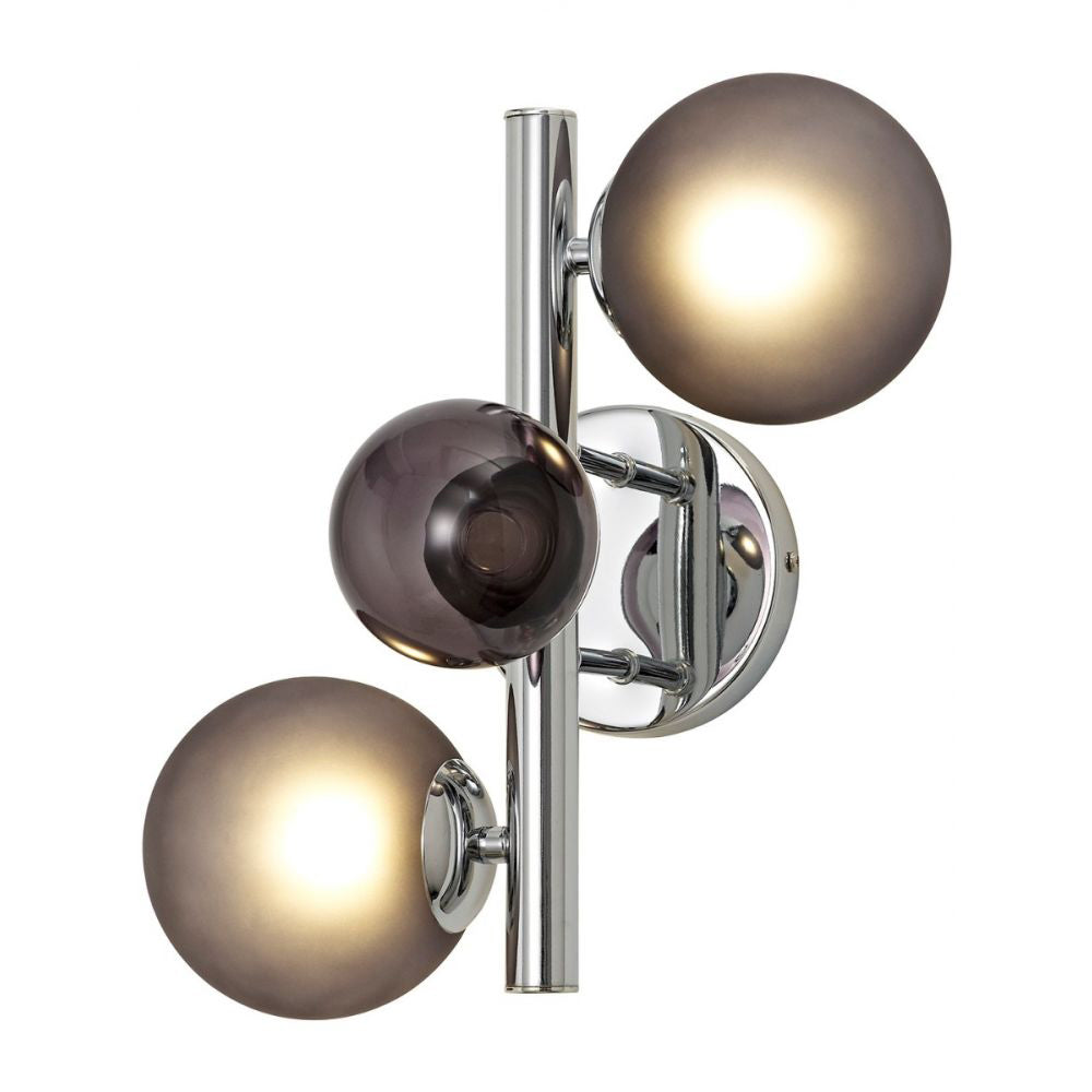 Regent Martinique 2 Light Wall Light in Polished Chrome with Smoked Glass