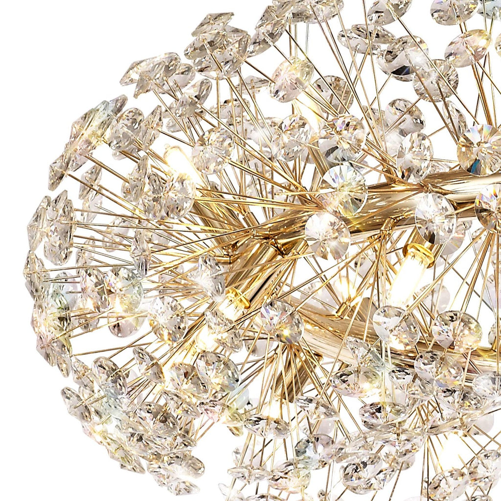 Regent Seyne 26 Light Pendant Light in French Gold with Crystal