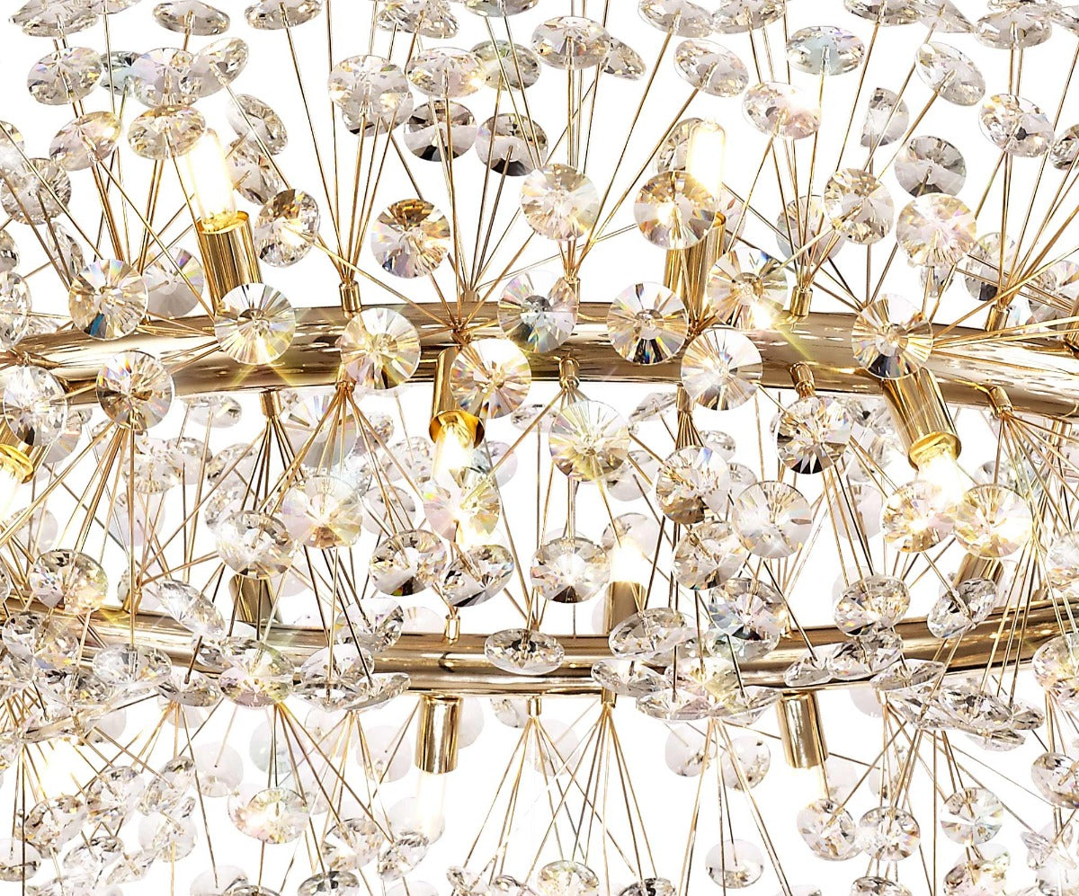 Regent Seyne 26 Light Pendant Light in French Gold with Crystal