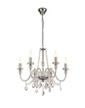 Regent Bastia 6 Light Chandelier in Polished Chrome with Clear Glass Crystal