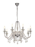 Regent Bastia 8 Light Chandelier in Polished Chrome with Clear Glass Crystal